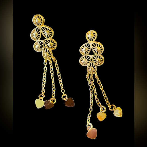 Jewelry - 24k Gold Filled “Peacock Feather” Earrings